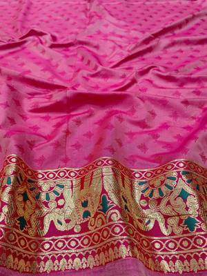 Light blue zari woven silk blend saree with blouse piece 4