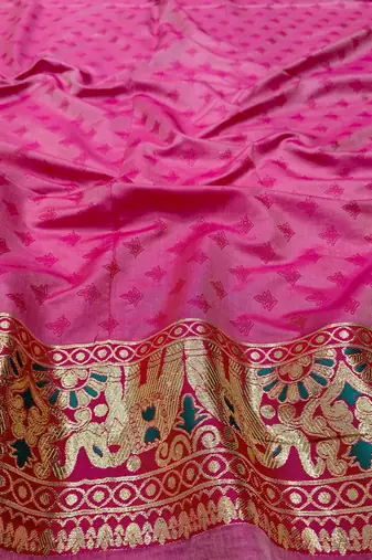 Light blue zari woven silk blend saree with blouse piece