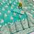 Blue zari woven banarasi silk blend saree with blouse piece