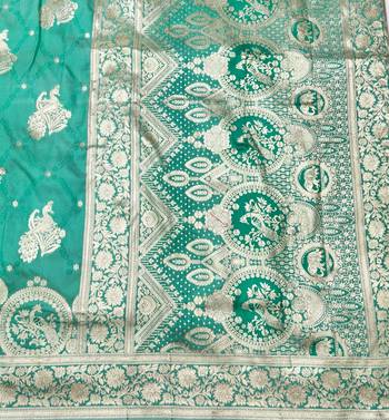 Blue zari woven silk blend saree with blouse piece 5