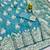 Blue zari woven banarasi silk blend saree with blouse piece