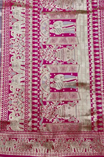 Purple zari woven silk blend saree with blouse piece