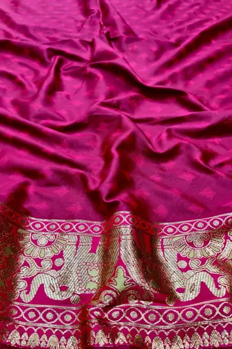 Pista green zari woven silk blend saree with blouse piece
