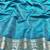 Blue zari woven banarasi silk blend saree with blouse piece
