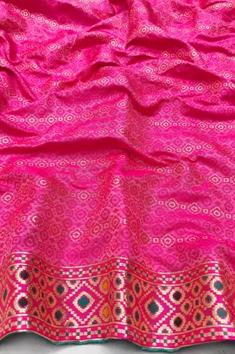 Blue zari woven patola silk blend saree with blouse piece