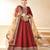 Marron Taffeta Silk Butti Anarkali Suit