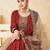 Marron Taffeta Silk Butti Anarkali Suit