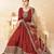 Marron Taffeta Silk Butti Anarkali Suit