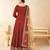 Marron Taffeta Silk Butti Anarkali Suit