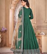 Green Taffeta Silk Butti Anarkali Suit