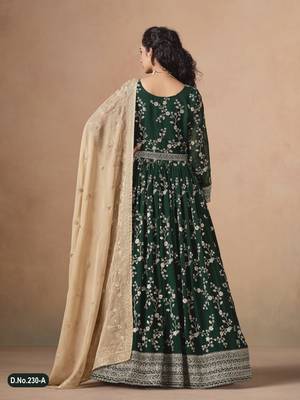 GREEN ZARI WORK GEORGETTE GOWN  4