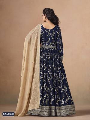  BLUE ZARI WORK GEORGETTE GOWN  4