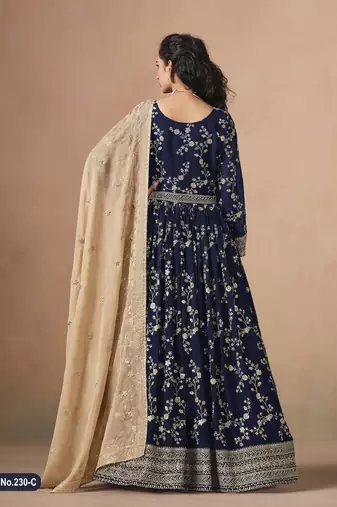  BLUE ZARI WORK GEORGETTE GOWN 