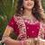 red colour Embroidered Vichitra Lehenga Choli with Koti Set