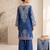 Blue printed crepe silk kurti palazzo set
