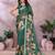 Elegant printed ready to wear linen shimmer saree with designer blouse