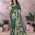Elegant printed ready to wear linen shimmer saree with designer blouse