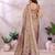 brown colour Elegant printed ready to wear linen shimmer saree with designer blouse
