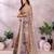 brown colour Elegant printed ready to wear linen shimmer saree with designer blouse