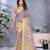 Elegant printed ready to wear linen shimmer saree with designer blouse