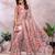 coral colour Elegant printed ready to wear linen shimmer saree with designer blouse
