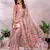 coral colour Elegant printed ready to wear linen shimmer saree with designer blouse