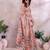 coral colour Elegant printed ready to wear linen shimmer saree with designer blouse