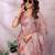 coral colour Elegant printed ready to wear linen shimmer saree with designer blouse