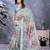 sky blue colour Elegant printed ready to wear linen shimmer saree with designer blouse