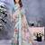 sky blue colour Elegant printed ready to wear linen shimmer saree with designer blouse