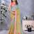 sky blue colour Elegant printed ready to wear linen shimmer saree with designer blouse