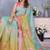 sky blue colour Elegant printed ready to wear linen shimmer saree with designer blouse