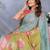 sky blue colour Elegant printed ready to wear linen shimmer saree with designer blouse