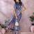Elegant printed ready to wear linen shimmer saree with designer blouse