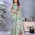 green colour Elegant printed ready to wear linen shimmer saree with designer blouse