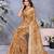 beige colour Elegant printed ready to wear linen shimmer saree with designer blouse