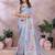 sky blue colur Elegant printed ready to wear linen shimmer saree with designer blouse