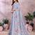 sky blue colur Elegant printed ready to wear linen shimmer saree with designer blouse