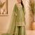 Sage green colour fandy silk embroidered palazzo suit set