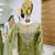 Sage green colour fandy silk embroidered palazzo suit set