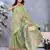 green colour Elegant printed ready to wear linen shimmer saree with designer blouse