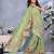 green colour Elegant printed ready to wear linen shimmer saree with designer blouse