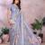 sky blue colour Elegant printed ready to wear linen shimmer saree with designer blouse