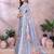 sky blue colour Elegant printed ready to wear linen shimmer saree with designer blouse