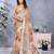 beige colour Elegant printed ready to wear linen shimmer saree with designer blouse