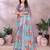 sky blue colour Elegant printed ready to wear linen shimmer saree with designer blouse