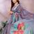 sky blue colour Elegant printed ready to wear linen shimmer saree with designer blouse