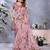 coral colour Elegant printed ready to wear linen shimmer saree with designer blouse