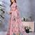 coral colour Elegant printed ready to wear linen shimmer saree with designer blouse