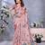 coral colour Elegant printed ready to wear linen shimmer saree with designer blouse